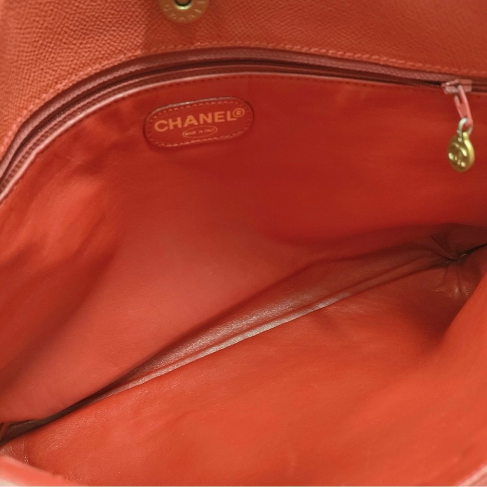 Authentic Chanel Rare Red Caviar Leather Large Tote Bag — Serial 5581084 - Picture 7 of 8
